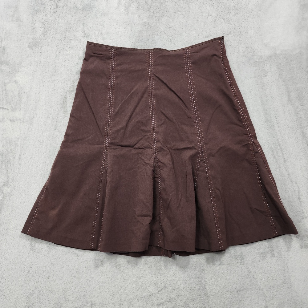 Vitnage Tangents Skirt Womens 9/10 Brown Pink A-Line Knee Length Flare Stretch